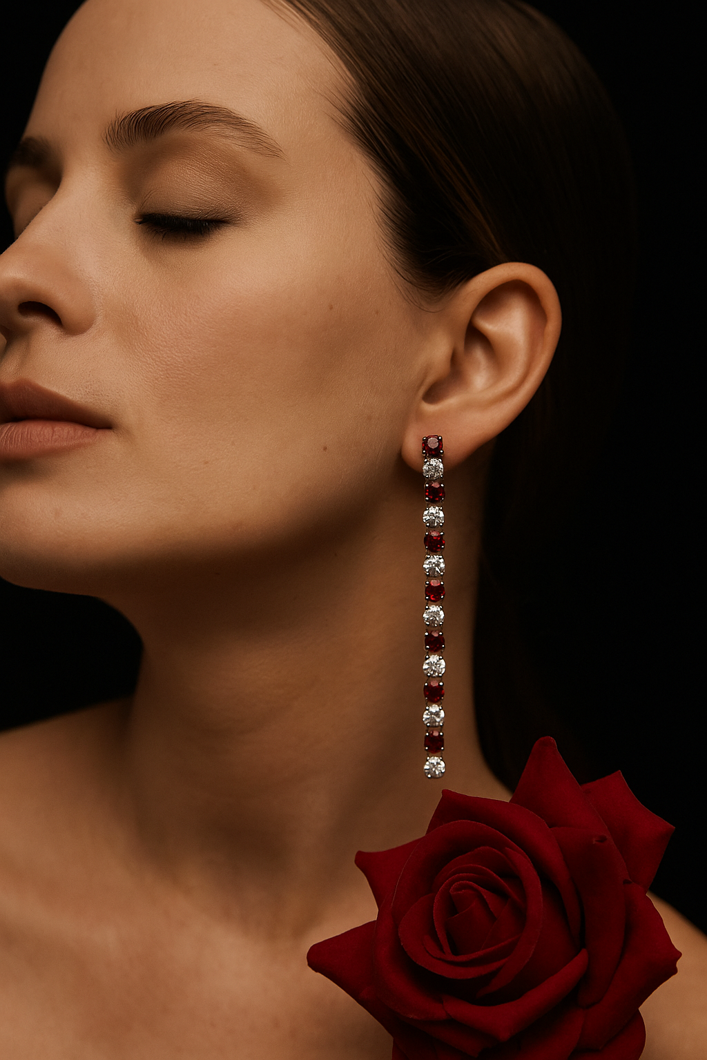 Red & White Stone Long Earrings – Elegant Party Wear Jewellery